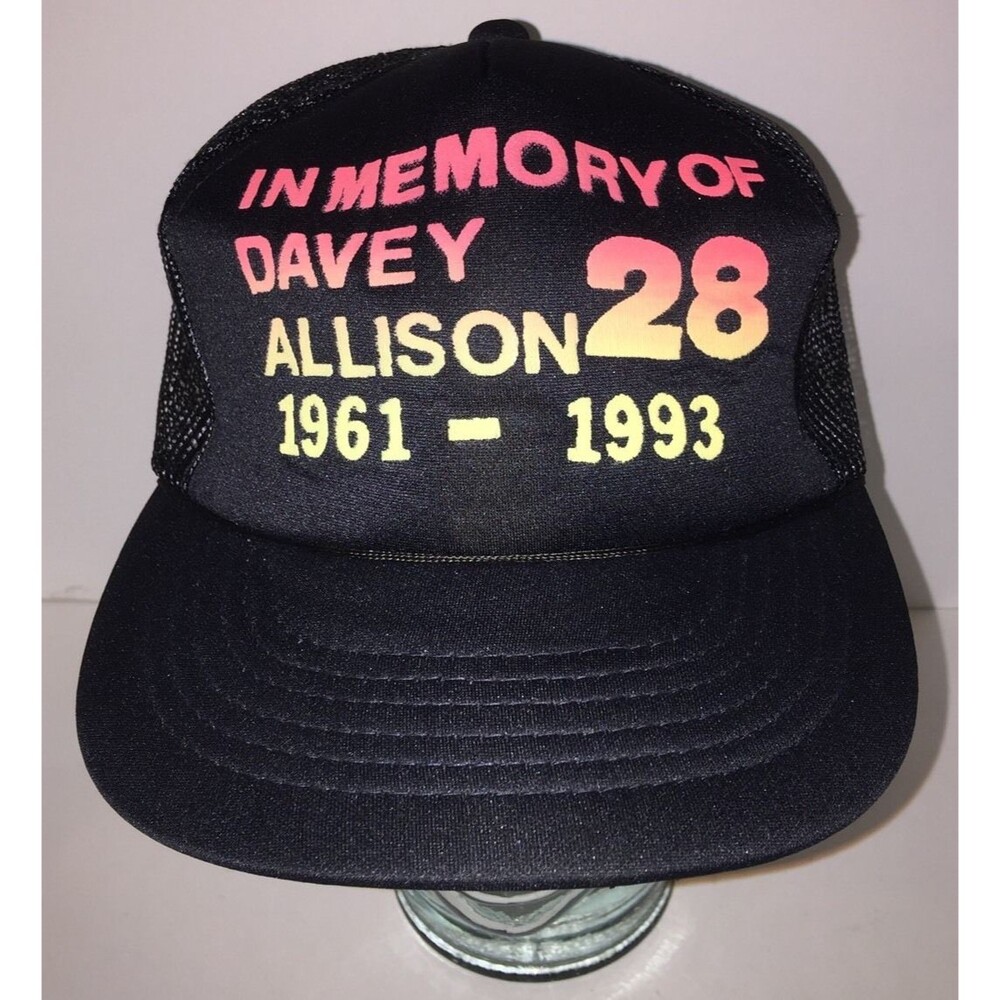 VTG 90s In Memory of DAVEY ALLISON 28 1961-1993 NASCAR Trucker Hat Cap Snapback